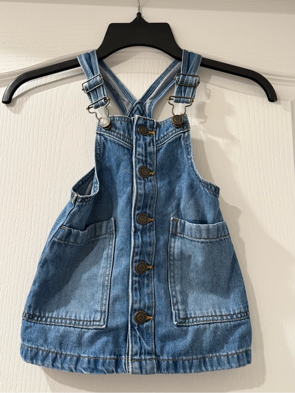 Girls Denim Snap-Front Overall Dress - 2T